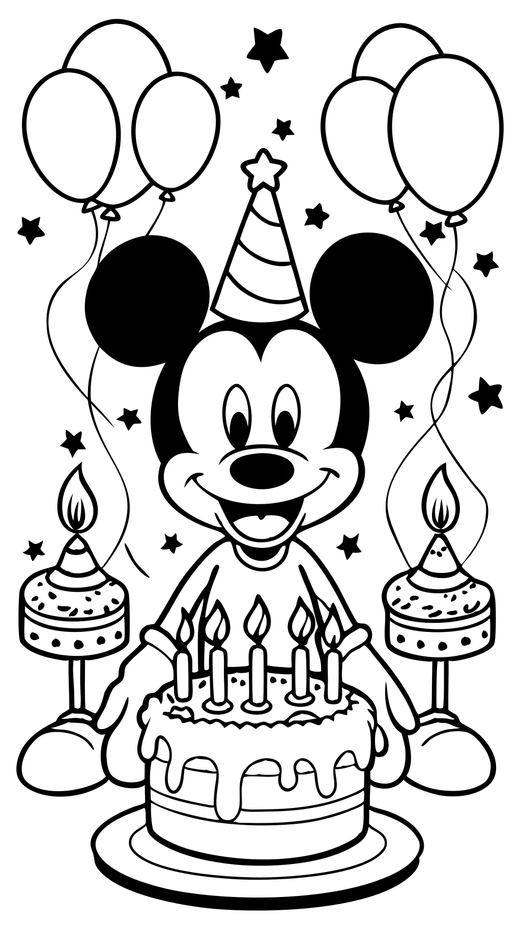 páginas para colorear de cumpleaños de Mickey Mouse